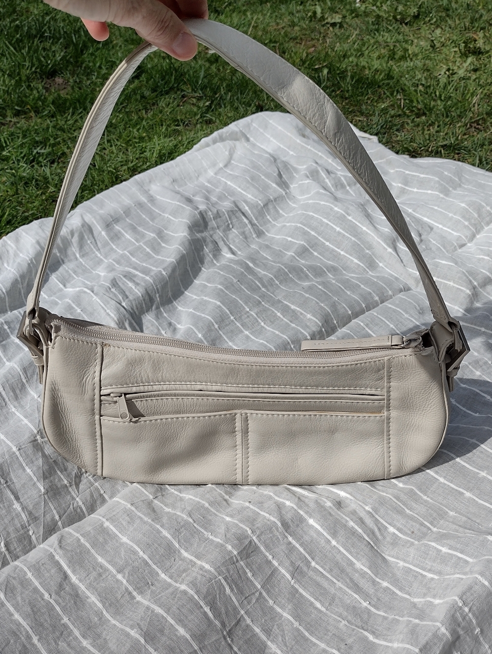 Derek Alexander Cream Leather Shoulder Bag